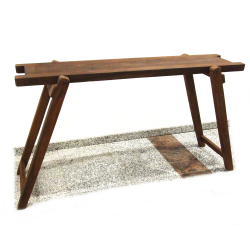 Konsola z drewna egzotycznego 160x40cm Brązowa składana